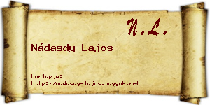 Nádasdy Lajos névjegykártya