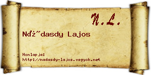 Nádasdy Lajos névjegykártya